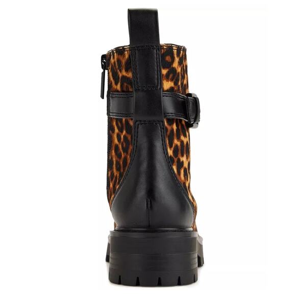 Karl Lagerfeld Paris Women Animal Print Maeva Buckled Combat Booties Size 6.5M - Picture 3 of 5